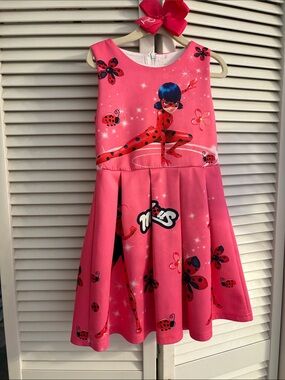 Girls' Pink Miraculous Ladybug Print Dress size 6/7